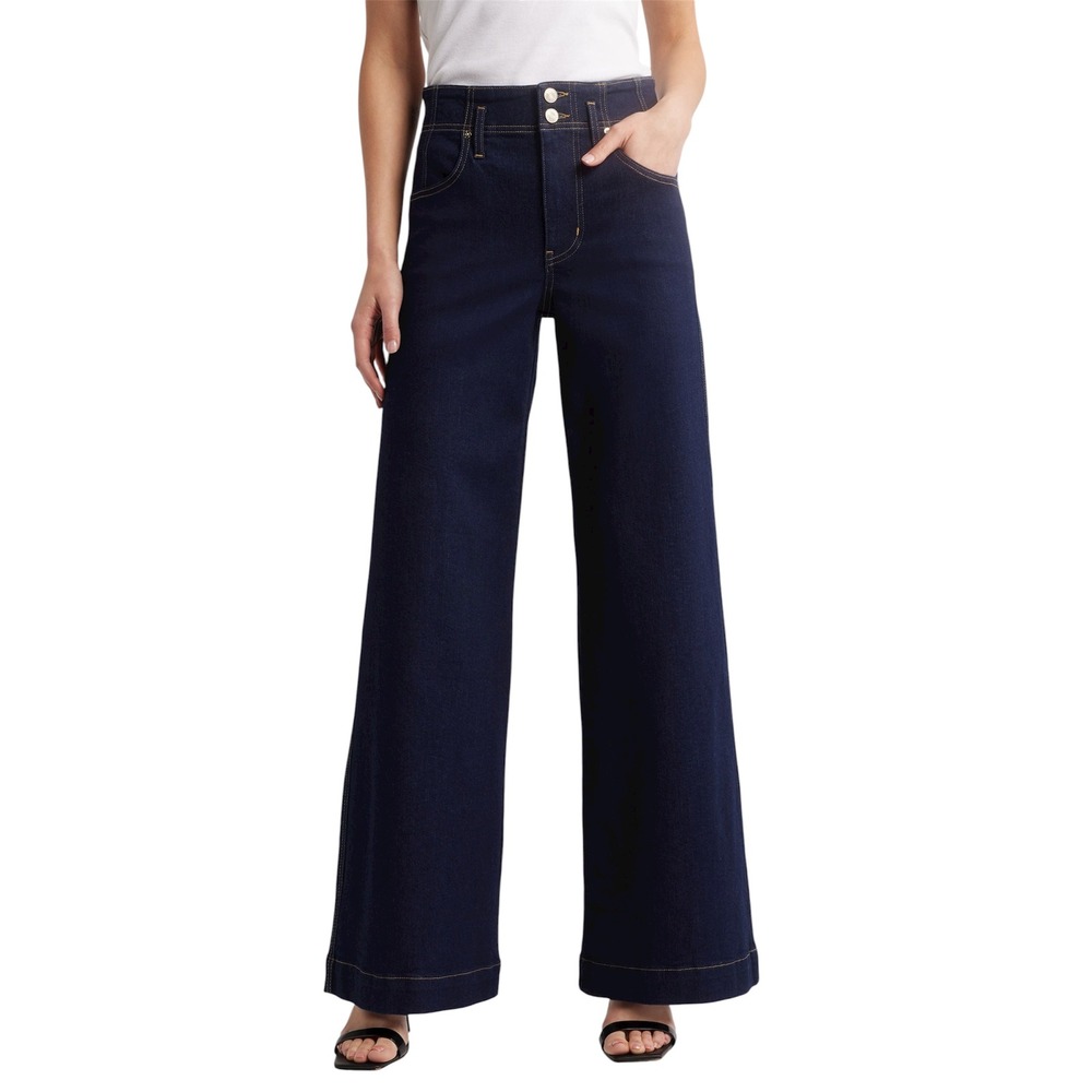 FRAME The Seamed High-Rise Wide-Leg Flattering Polished Dark Trouser Jeans 24